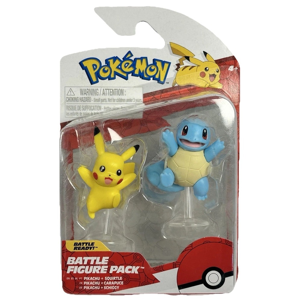 Pokemon Mini Battle Figure Pack Pikachu Squirtle Jazwares 2023 Sealed